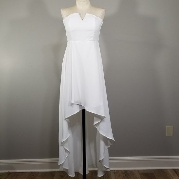 She + Sky Strapless High Low Dress White Size S Small Womans Prom Dance Party - Picture 2 of 15
